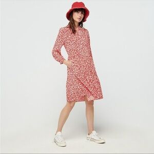 J.crew red floral 3/4 sleeve dress size M